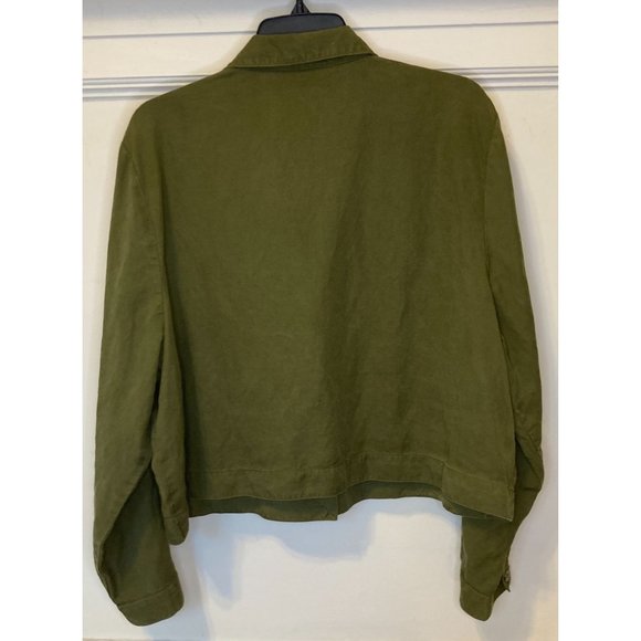 NWT Eileen Fisher Size Large Green Linen Long Sleeve Button Down Cardigan Jacket - Picture 9 of 10